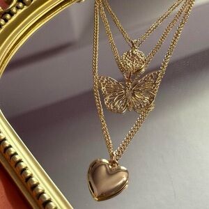 Forever 21 Gold Triple Charm Necklace
